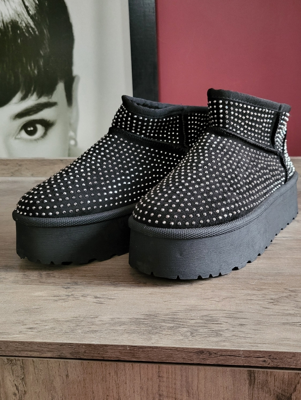 MATA SHOES BLACK RHINESTONE BLING ANKLE BOOTS SZ 10